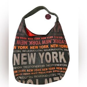 A327 Robin Ruth New York Large Canvas Graphic Hobo Bag Tote Closure Multicolor